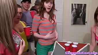 Wild College Girls Get Drilled At A Dorm Party