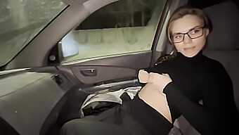 Young Girl With Big Natural Tits Gives A Blowjob In A Stalled Car