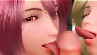 Japanese 3d Animated Threesome Featuring Babe And Pov View