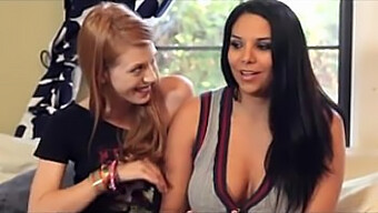 Brunette And Redhead Beauties Indulge In Lesbian Video Game Play