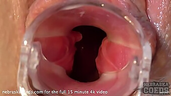 Close-Up Of Blonde Teen'S Gyno Exam And Peeing