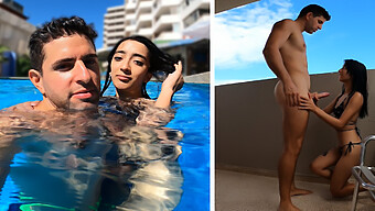 Argentinian Pornstar Gives A Poolside Blowjob Before Getting Fucked In Hotel