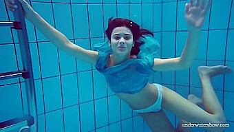 Marusia'S Red Hair And Panties Seen Underwater During Swim And Shower