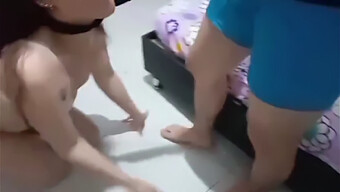 Brunette Woman Gives Deepthroat To Indian Man On All Fours